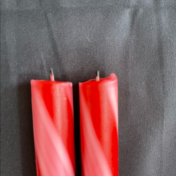 J&S Candles Inc Box of 2 Handcrafted Candy Cane Red Candles - 11.5” USED. - Picture 4 of 5